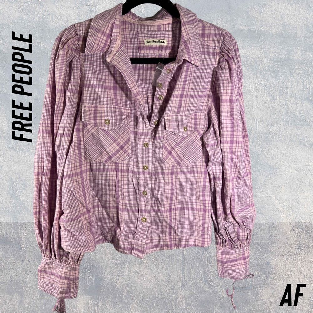 WE THE FREE PLAID TOP IN COTTON CANDY NWT SMALL